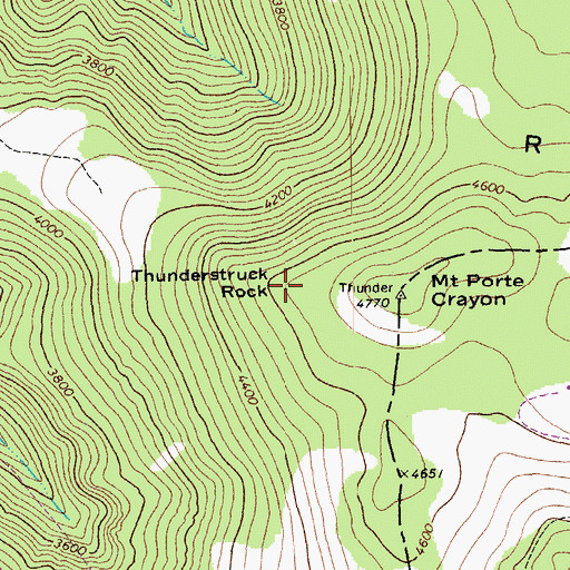 Topographic Map of Thunderstruck Rock, WV
