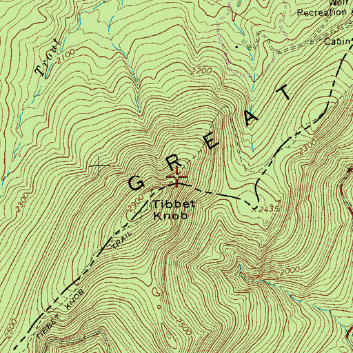 Topographic Map of Tibbet Knob Trail, WV