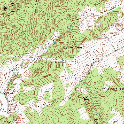 Topographic Map of Tiller Cemetery, WV