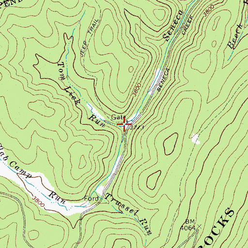 Topographic Map of Tom Lick Run, WV