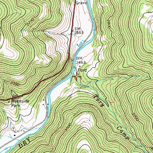 Topographic Map of Tory Camp Run, WV