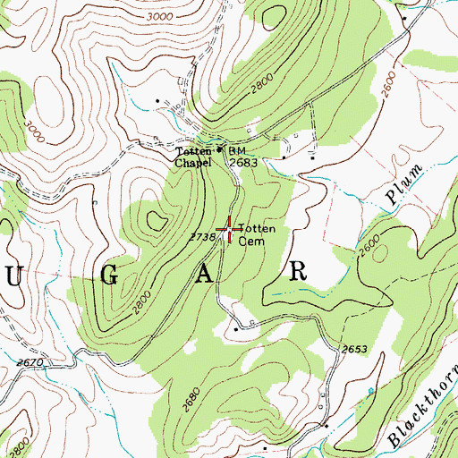 Topographic Map of Totten Cemetery, WV