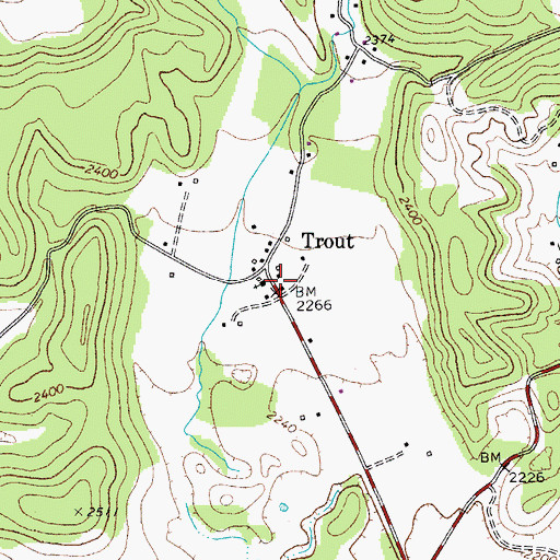 Topographic Map of Trout, WV