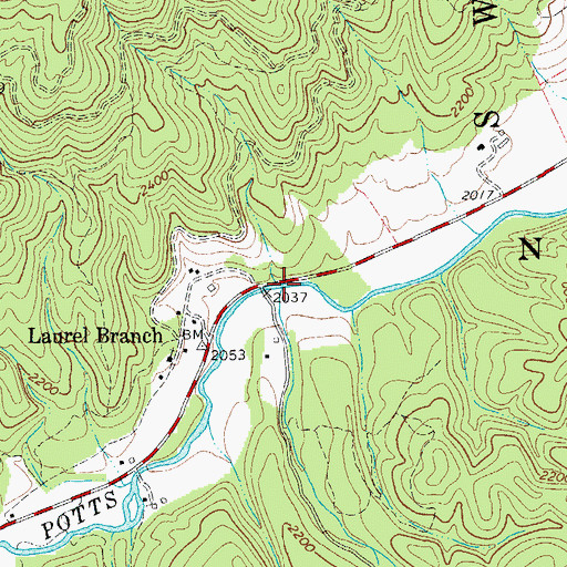 Topographic Map of Trout Branch, WV