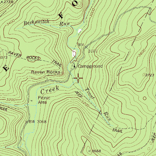 Topographic Map of Trout Run, WV