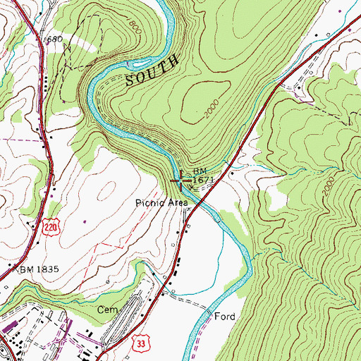 Topographic Map of Trout Run, WV