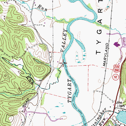 Topographic Map of Troutwine Run, WV