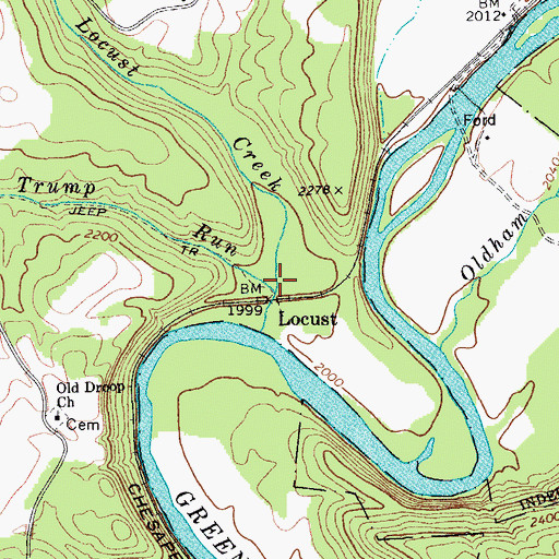 Topographic Map of Trump Run, WV