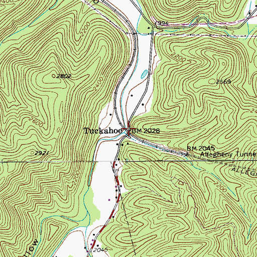 Topographic Map of Tuckahoe, WV
