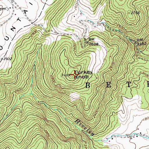 Topographic Map of Turkey Knob, WV