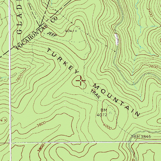 Topographic Map of Turkey Mountain, WV