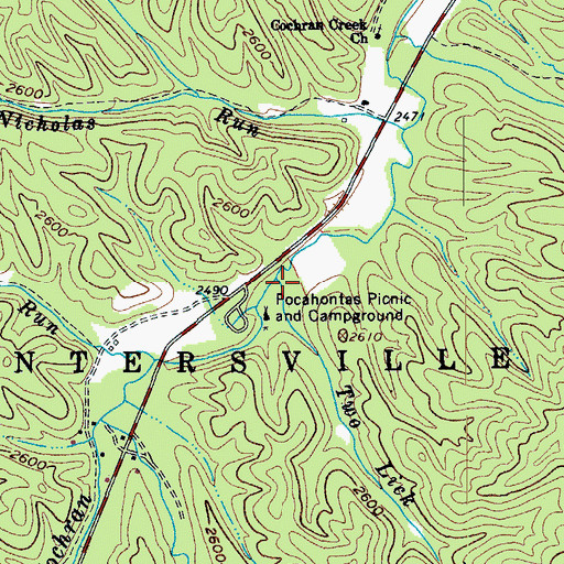 Topographic Map of Two Lick Run, WV