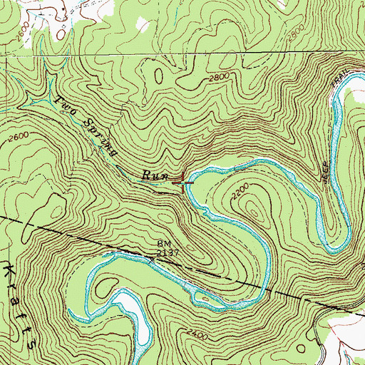 Topographic Map of Two Spring Run, WV