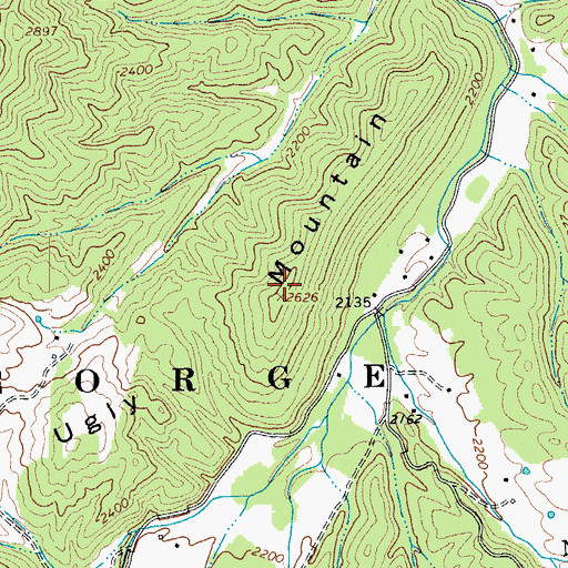 Topographic Map of Ugly Mountain, WV