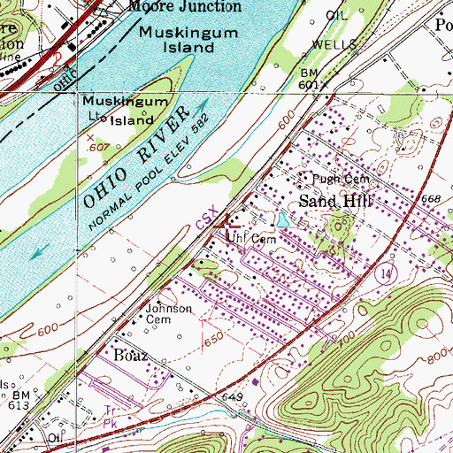 Topographic Map of Uhl Cemetery, WV