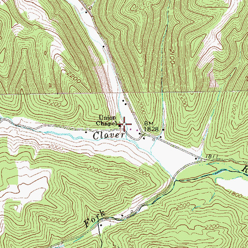 Topographic Map of Union Chapel, WV
