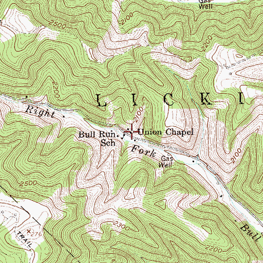 Topographic Map of Union Chapel, WV