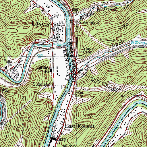 Topographic Map of Upper Burning Creek, WV