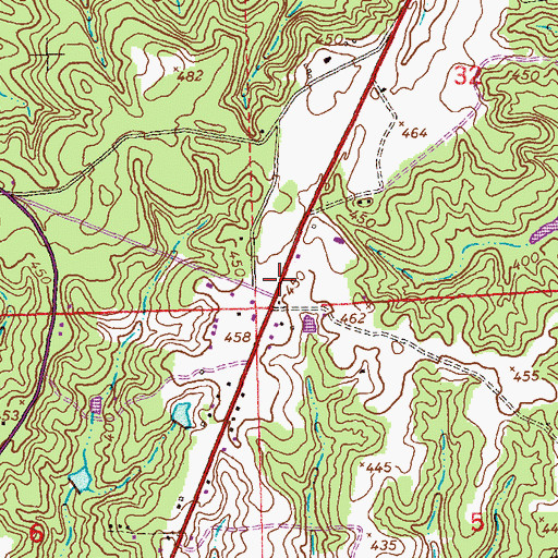 Topographic Map of Silver Run Baptist Church, AL