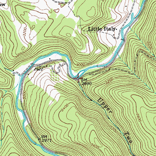 Topographic Map of Upper Two Spring Run, WV