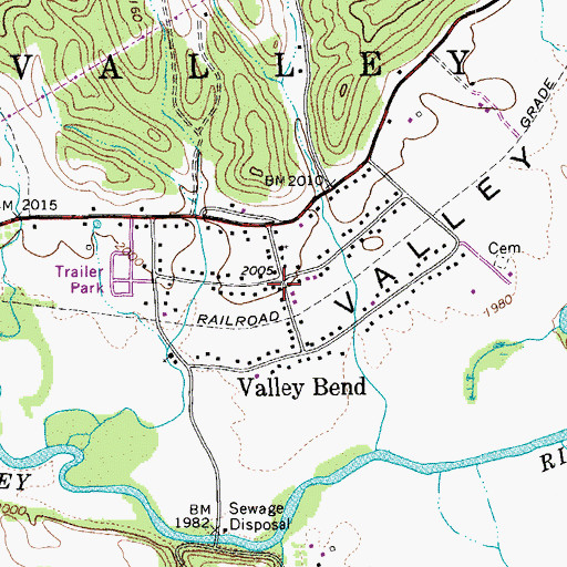 Topographic Map of Valley Bend, WV
