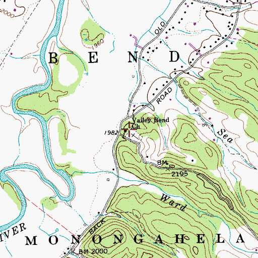 Topographic Map of Valley Bend Church, WV