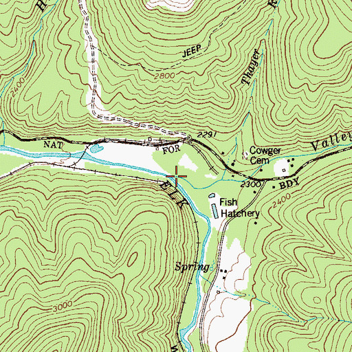 Topographic Map of Valley Fork, WV