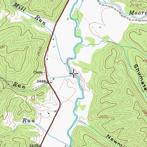 Topographic Map of Valley Run, WV