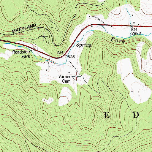 Topographic Map of Varner Cemetery, WV