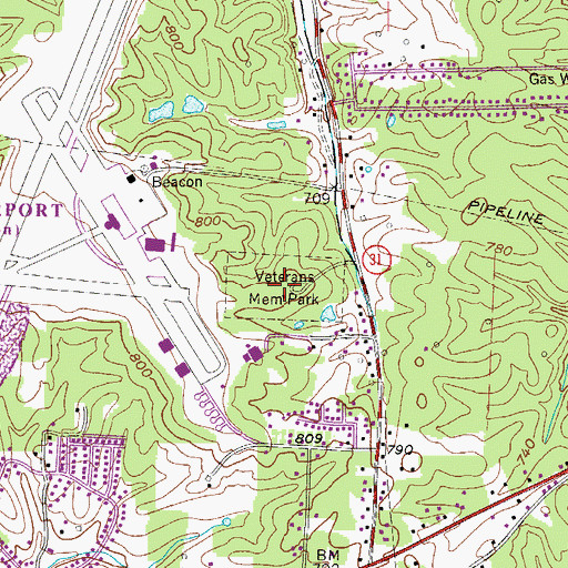 Topographic Map of Veterans Memorial Park, WV