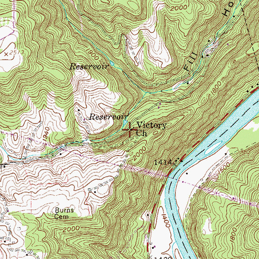 Topographic Map of Victory Church, WV