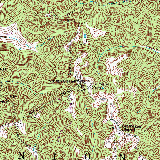 Topographic Map of Vinson Chapel, WV