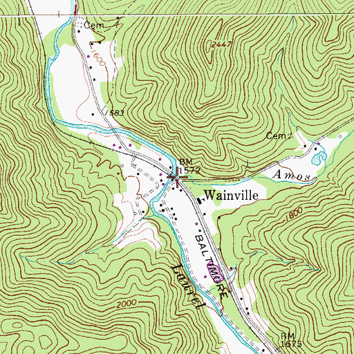 Topographic Map of Wainville, WV
