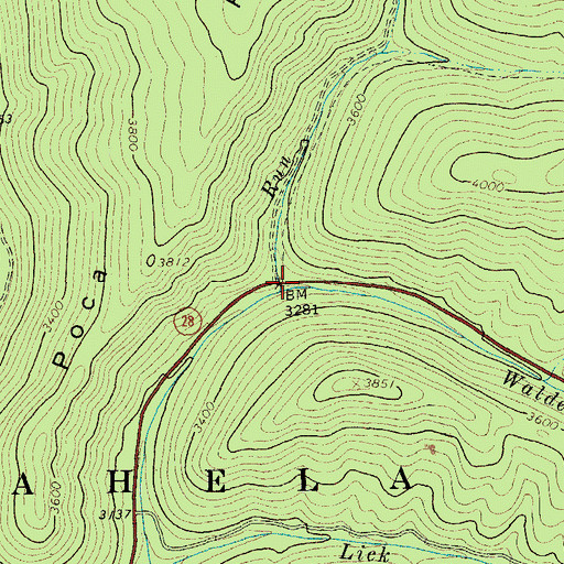 Topographic Map of Walderman Run, WV