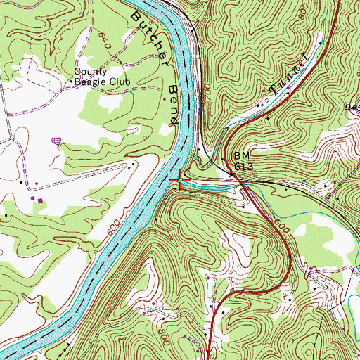 Topographic Map of Walker Creek, WV