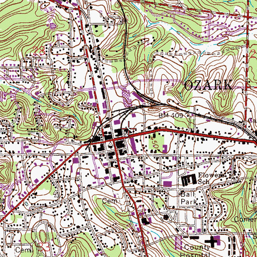 Topographic Map of First United Methodist Church of Ozark, AL