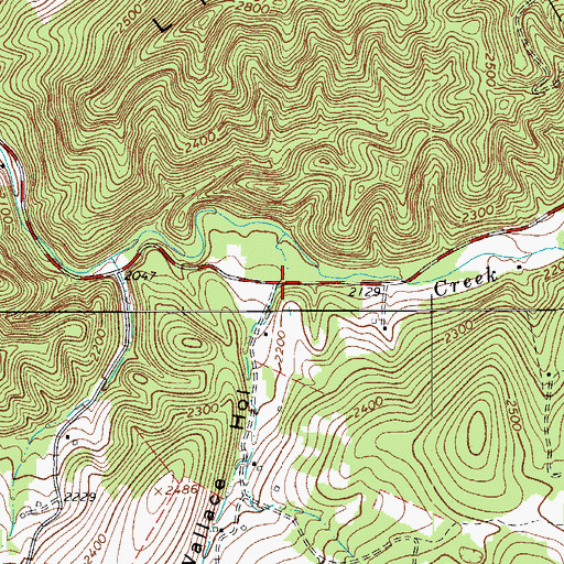 Topographic Map of Wallace Hollow, WV