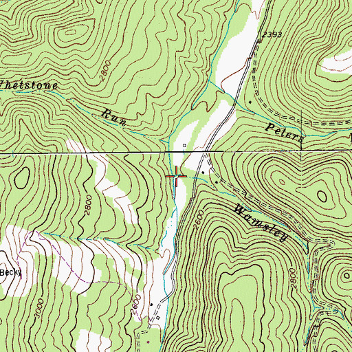 Topographic Map of Wamsley Run, WV