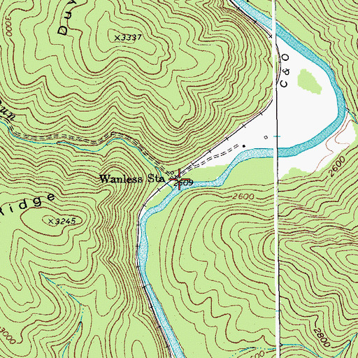 Topographic Map of Wanless Station, WV