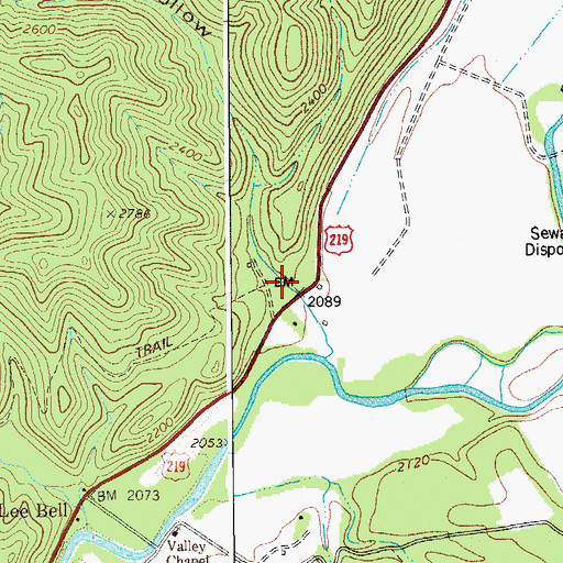 Topographic Map of Ward Hollow, WV