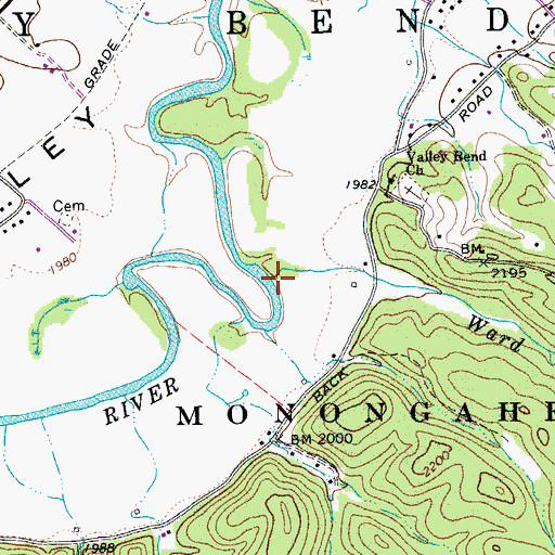 Topographic Map of Ward Run, WV