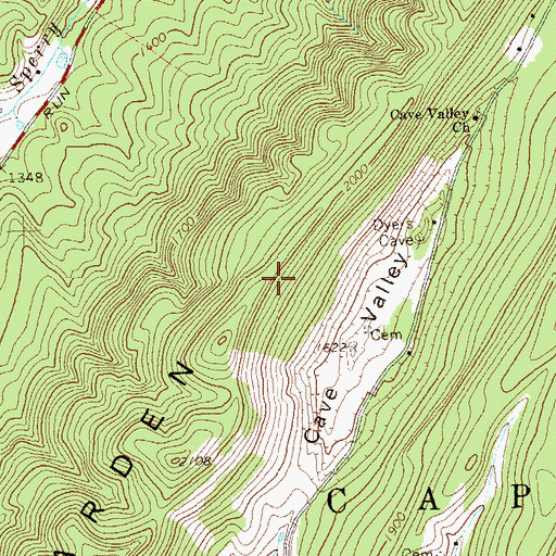 Topographic Map of Warden Ridge, WV