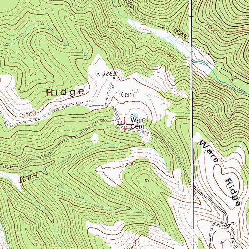 Topographic Map of Ware Cemetery, WV