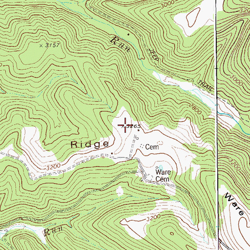 Topographic Map of Ware Ridge, WV