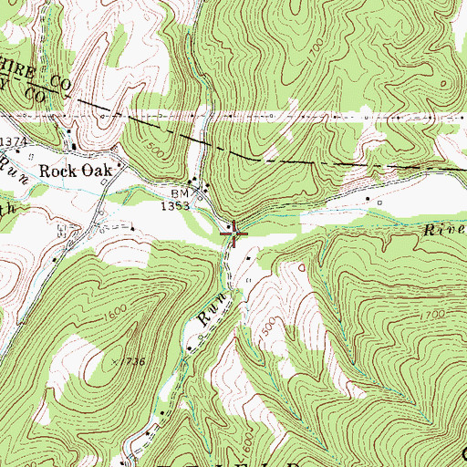 Topographic Map of Waterlick Run, WV