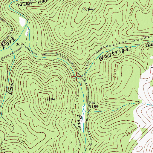 Topographic Map of Waybright Run, WV
