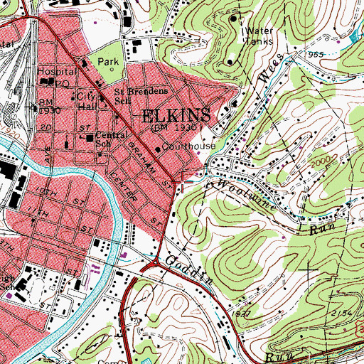 Topographic Map of Wees Run, WV