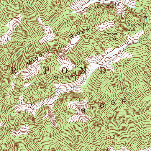 Topographic Map of Wells Cemetery, WV