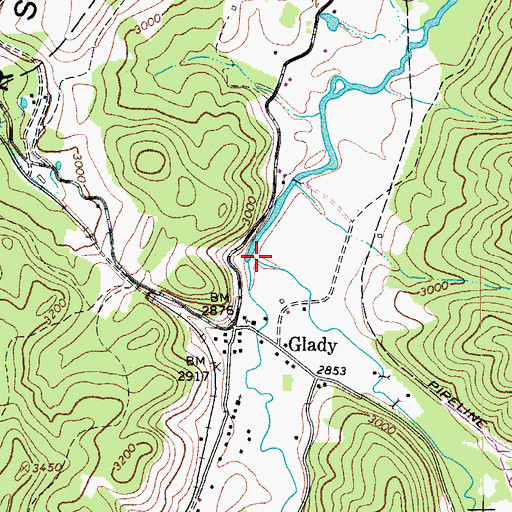Topographic Map of West Fork Glady Fork, WV