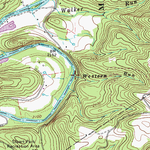 Topographic Map of Western Run, WV